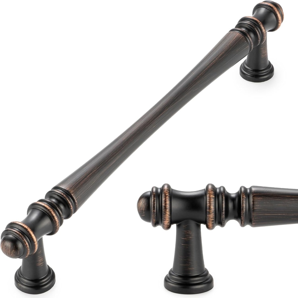 KOOFIZO 10 Pack 6-1/4 Inch Oil Rubbed Bronze Kitchen Cabinet Handles Rubbed Bronze Cabinet Pulls Bronze Cabinet Hardware P30 for Cabinets Drawer Dresser Cupboard Bedroom Bathroom