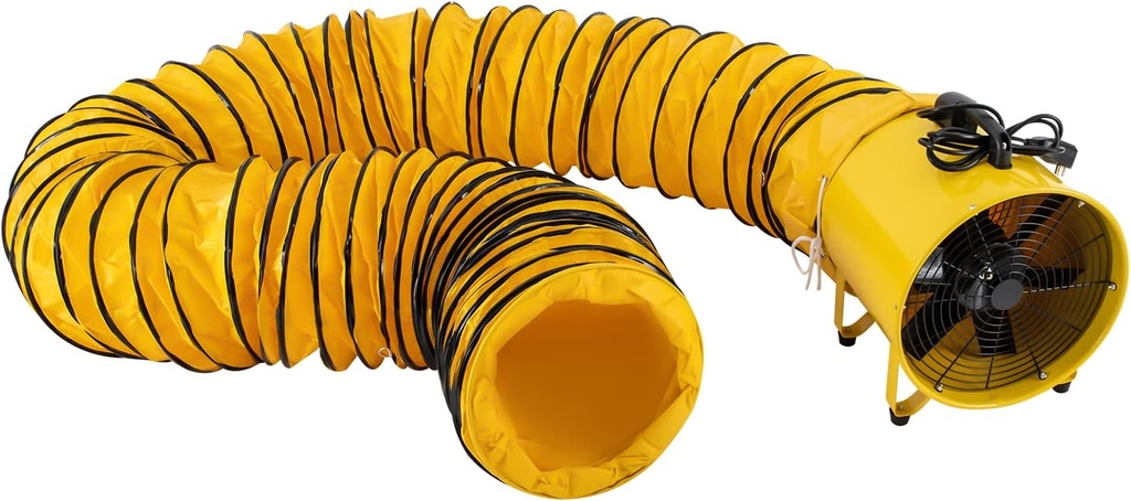 Utility Blower Fan, 16 Inch High Velocity Ventilator 1100W Portable Extraction and Ventilation Fan with 32.8 ft PVC Ducting, Heavy Duty Cylinder Axial Exhaust Fan Industrial Fume Extractor, 110V