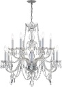 Traditional Crystal 12 Light Clear Italian Crystal Polished Chrome Chandelier