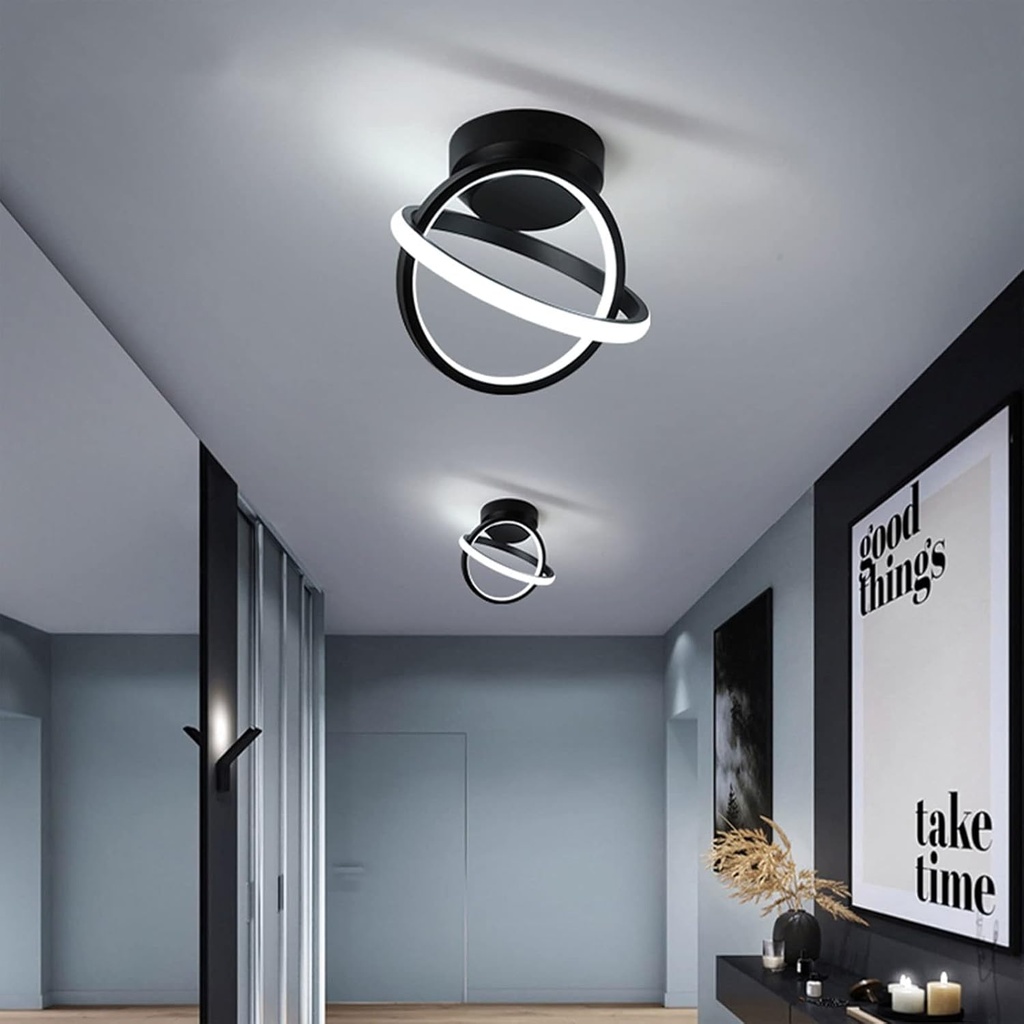 CANEOE Black Led Ceiling Light, 6000K Lighting Fixtures, Metal Creative Design Lamp for Living Room Bedroom Corridor Aisle Hallway (Cool White), CL-JCYXBK-US