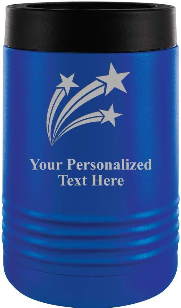 Custom Beverage Holder, 12 oz Blue Personalized Shooting Stars Insulated Can Cooler Prime
