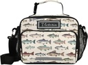Custom Vintage Fishes Lunch Bag for Boys Girls Personalized Name Insulated Lunch Box Kids Cooler Tote Bags for School Picnic Travel