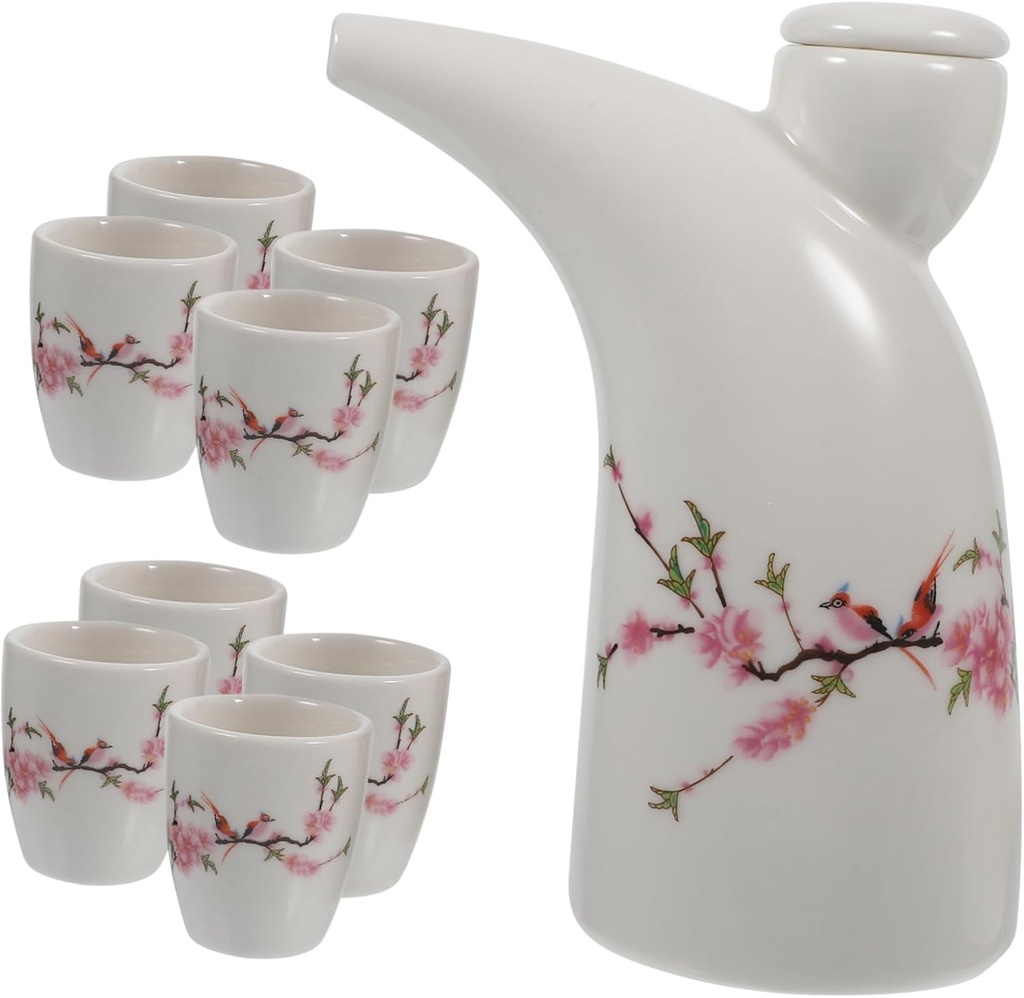 Ceramic Sake Jug Set Tea Cups Traditional Wine Containers Liquor Serving Bottle Handmade