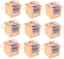 10Pcs Kraft Cupcake Packing Boxes with Window Cake Cases for Birthdays Weddings and Parties for Sharing Treats and
