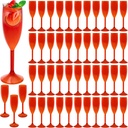 48 Pcs Champagne Flutes 5.4OZ Plastic Champagne Glasses Wine Glasses Plastic Goblets for Parties Mimosa Bar Glasses Stemmed Drinking Cups for Wedding Celebration Christmas Birthday Bride (Clear Red)