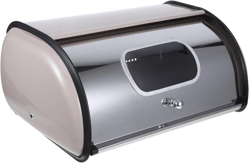 Stainless Steel Bread Box with Window Kitchen Food Storage Container for Countertop Bread Bin Easy to Clean Spacious Design for Various Loaves