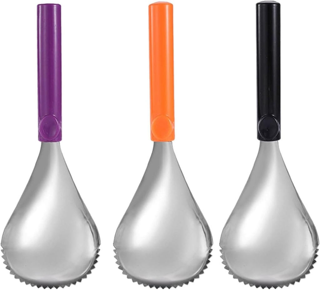 Pumpkin Scooper 3PCS 9.8x3.4 Inch Stainless Steel Pumpkin Scoop Manual Carving Scoop with Non Slip Handle Vegetable Scooper Tool for Kitchen
