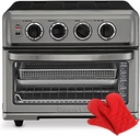 Cuisinart TOA-70BKS AirFryer Toaster Oven with Grill Black Stainless Steel Bundle with Deco Chef Pair of Red Heat Resistant Oven Mitt