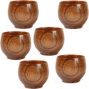 6 Pack Wooden Small Cup Natural Solid Wood Mug for Drinking Tea Beer Milk Coffee Hot Drinks