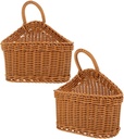 ibasenice 2pcs Handwoven Plastic Hanging Basket for Wall Storage Space Saving Kitchen Organizer for Utensils and Chopsticks Design