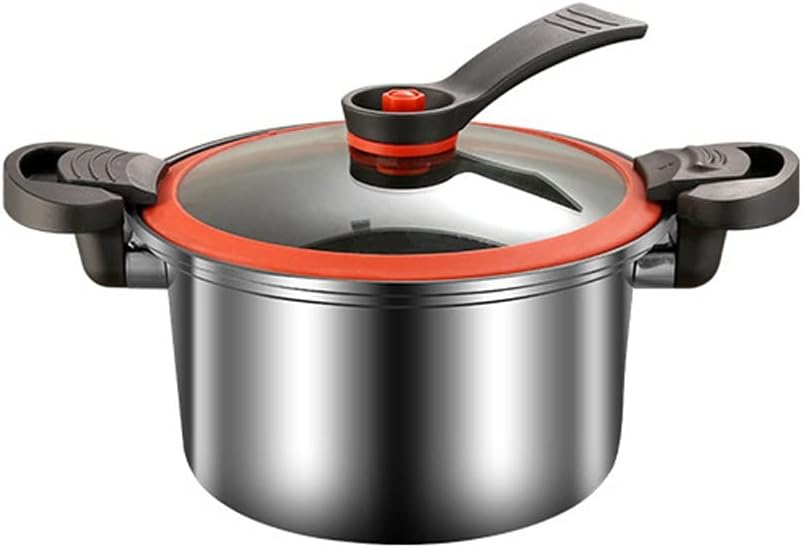 Stainless Steel Micro pressure cooker Household Explosion-proof Stew Pot Quick Heating Cooking Machine Push-pull lock 24L 26L(Black,26cm)