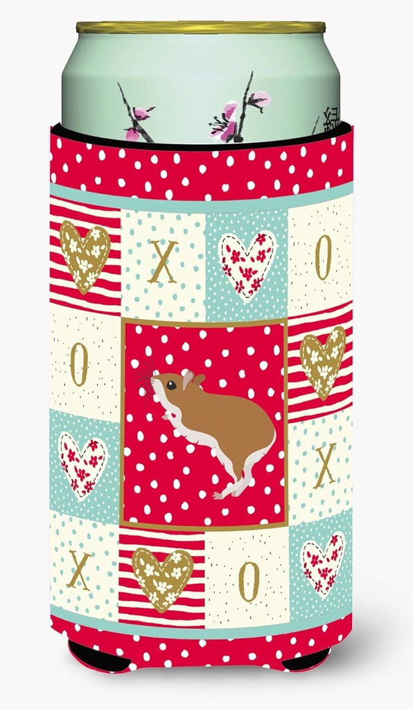 Caroline's Treasures CK5446TBC White Legged Hamster Love Tall Boy Hugger, Red Can Cooler Sleeve Hugger Machine Washable Drink Sleeve Hugger Collapsible Insulator Beverage Insulated Holder