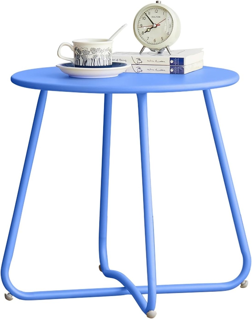 Modern Navy Blue Outdoor Side Tables, Patio Small Side Table, End Table for Garden Balcony Yard