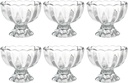 Iced Cream Dessert Bowl，Set of 6，6oz Vintage Glass ware with Heavy Base, Drinking Cup for Sundae, Fruit, Ice Cream, Snack, Condiment (6)