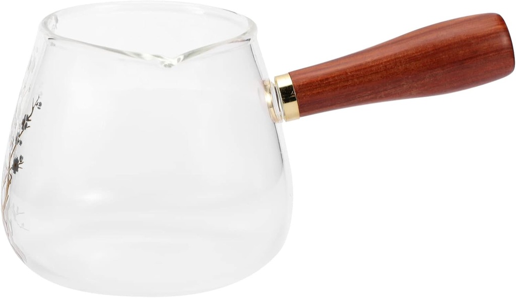 PRETYZOOM Home Tea Dispenser Wooden Handle Heat-resistant Glass Fair Cup for Tea Sake and Spirits for Home and Office Gatherings