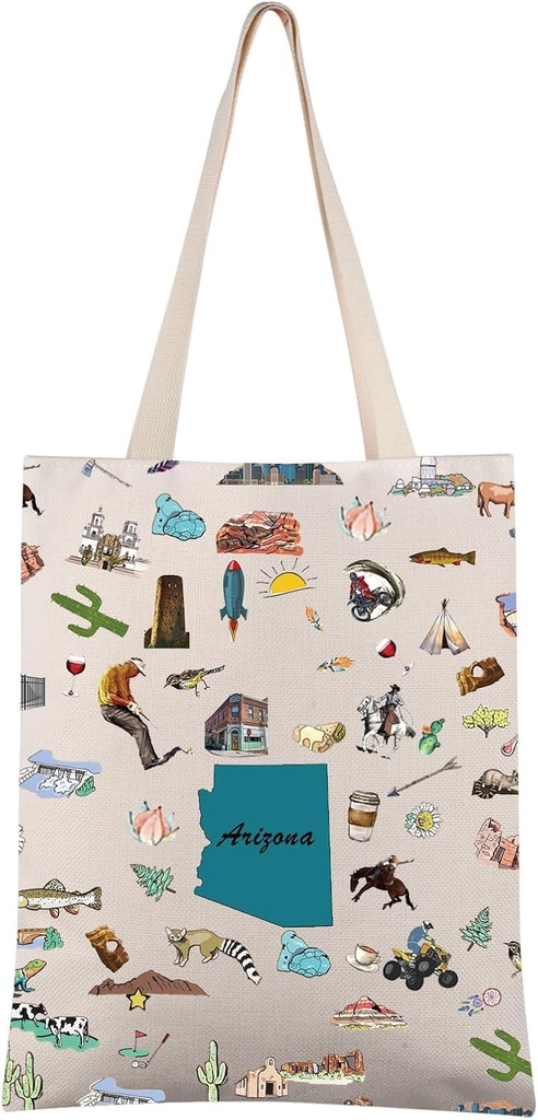 FEELMEM Arizona Travel Gift Arizona Vacation Canvas Tote Bag Arizona Trip Souvenir Shoulder Bag Arizona Merchandise