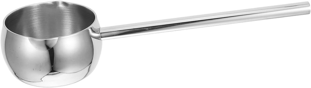 VOSAREA Stainless Steel Milk Warmer: Milk Heating Pot Mini Fryer Pot Cooking Pan with Dual Spout for Sauce Butter Candy Chocolate Candle Making 500ml