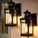 Lamomo 2-Pack Motion Sensor Outdoor Lights, Dusk to Dawn Porch Lights, 3 Modes Exterior Wall Light Fixture, Waterproof Aluminum Anti-Rust Lantern for House Outside Entryway, Motion Activated