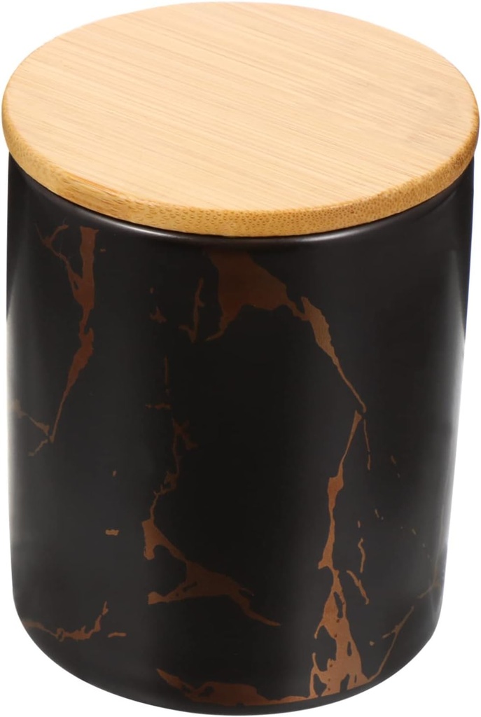KICHOUSE Marble Grain Ceramic Storage Jar with Airtight Lid Versatile Kitchen Canister for Tea Sugar and Cookies Decor Container Random Black Pattern