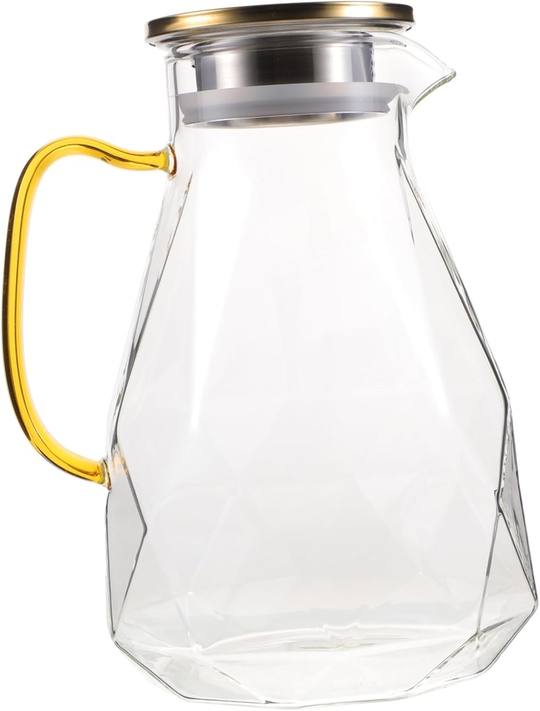 Ciieeo Glass Juice Pitcher Diamond Cold Water Kettle Borosilicate Glass Temperature Resistant for Iced Tea Juice and Beverages for Parties and Everyday Use