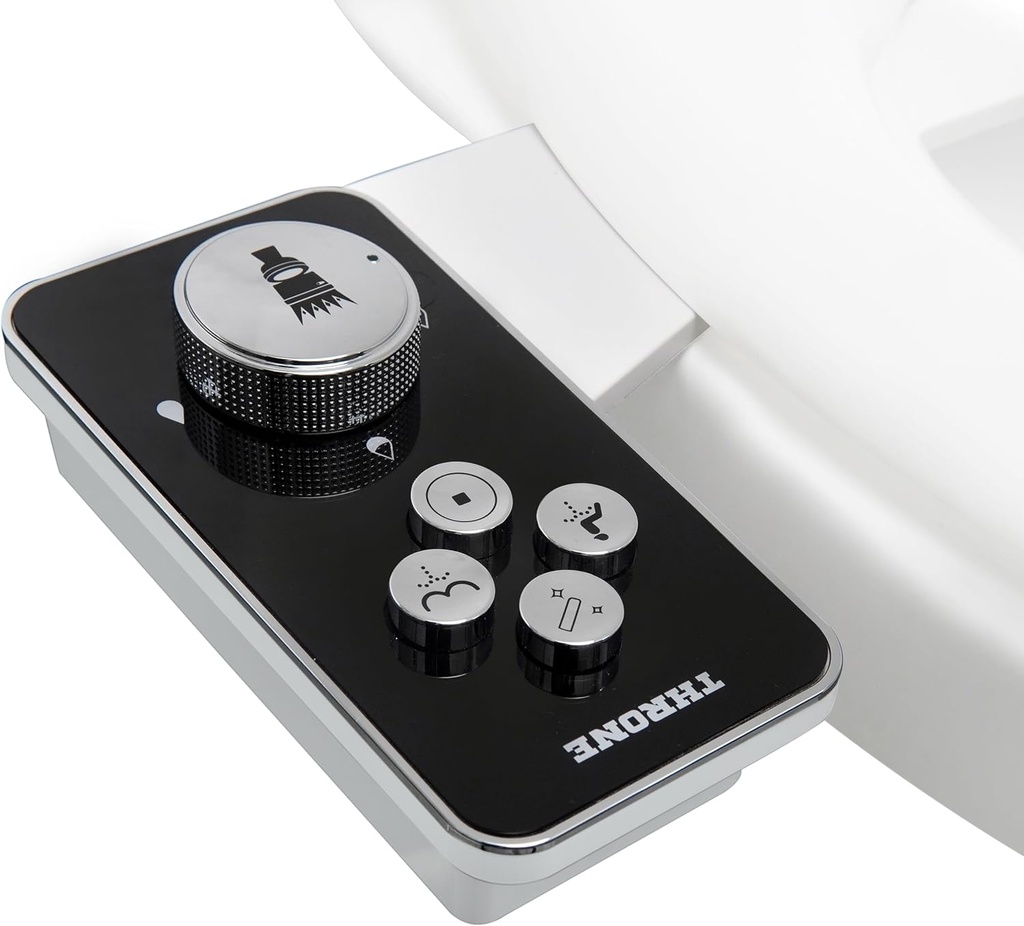 Throne Bidet Attachment - USA Patented - Non-Electric Self Cleaning Water Sprayer Toilet Bidet Seat Attachment, Double Nozzle (Frontal & Rear Wash), Easy Install (Black)