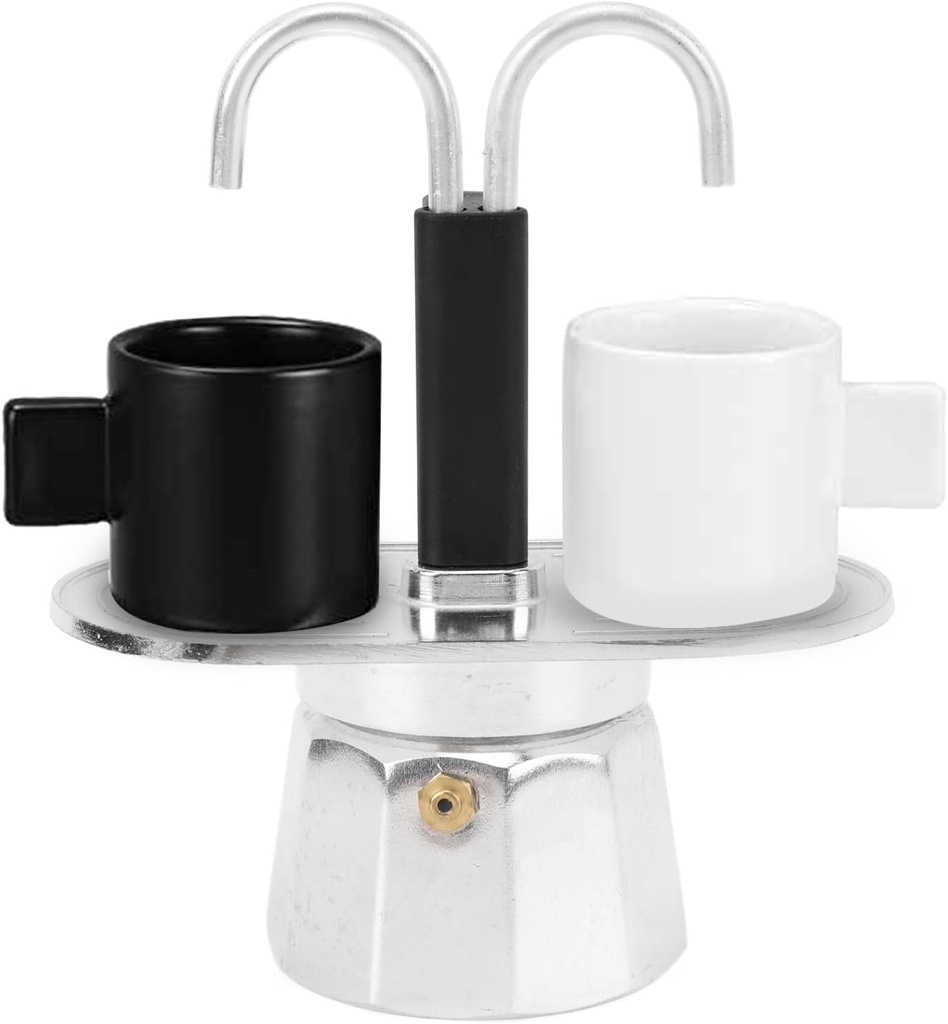 Focket 2 Cup Stovetop Espresso Maker, 100ml Double Head Coffee Pot Classic Italian Coffee Maker Espresso Maker Stovetop, DIY Conduit Coffee Pot for Home Cafe (Decagon Base)
