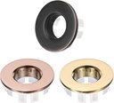 uxcell 3pcs Sink Overflow Ring Set, Bathroom Kitchen Basin Trim Bath Sink Hole Round Brass Overflow Drain Cover Insert in Hole (Gold Tone, Rose Gold, Brushed Black)