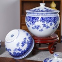 Ceramic Rice Storage Container 2.2lb 5.5lb 13lb 22lb Large Ceramic Jar For Rice Ceramic Rice Dispenser with Lid Moisture-proof Rice Porcelain Bottle for Rice Noodles Snacks Pet Food Dispenser(Capacity