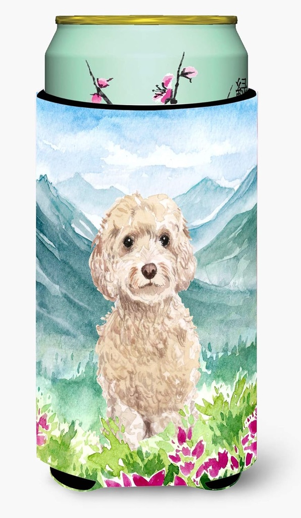Caroline's Treasures CK1984TBC Mountian Flowers Goldendoodle Tall Boy Hugger Can Cooler Sleeve Hugger Machine Washable Drink Sleeve Hugger Collapsible Insulator Beverage Insulated Holder