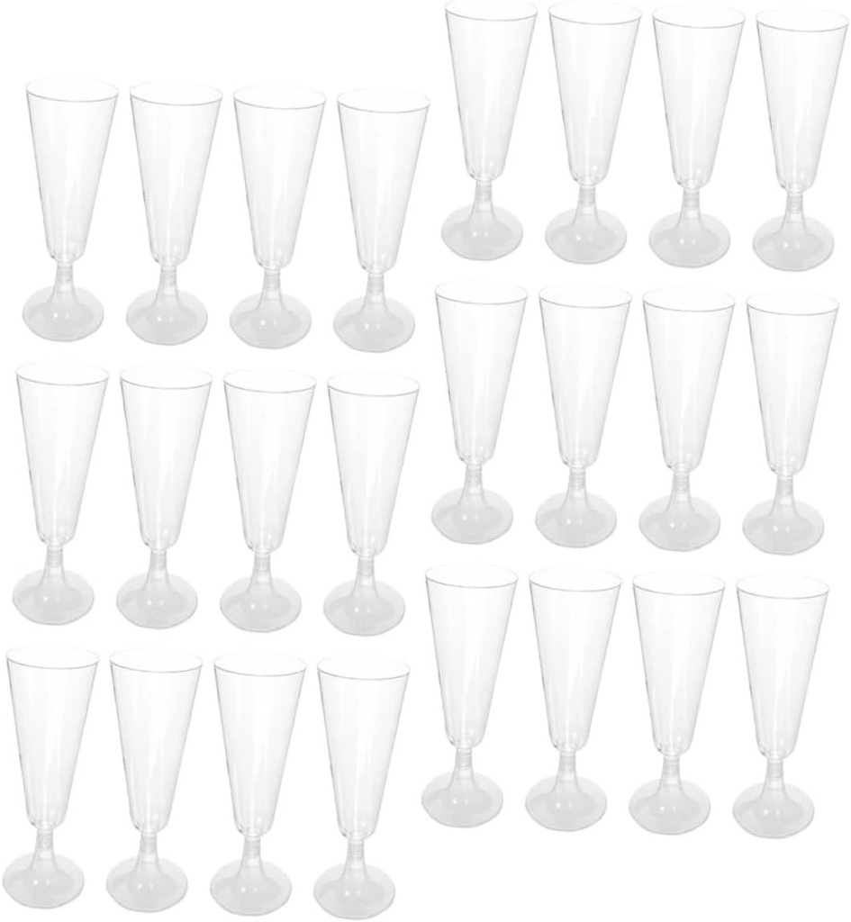 STOBAZA 40pcs Unbreakable Plastic Wine Goblets Ribbed Glassware for Wedding Parties