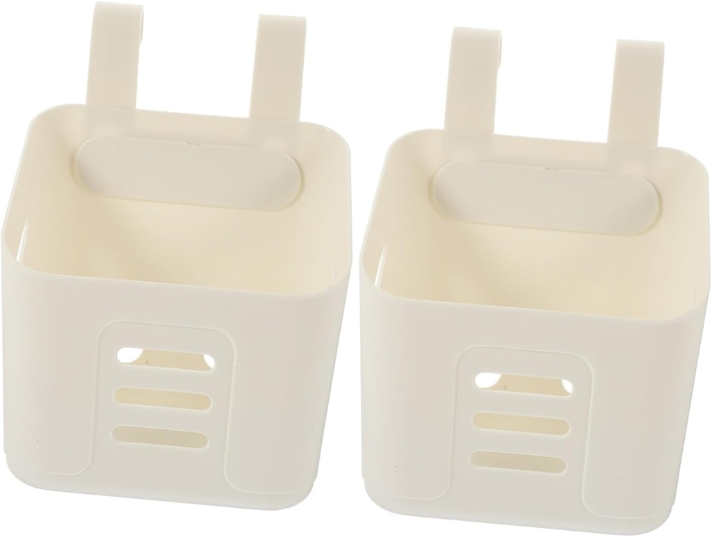 2Pcs Wall Mounted Plastic Storage Baskets for Bathroom Kitchen Hanging Organizers for Toiletries Sundries Modern Space Saving