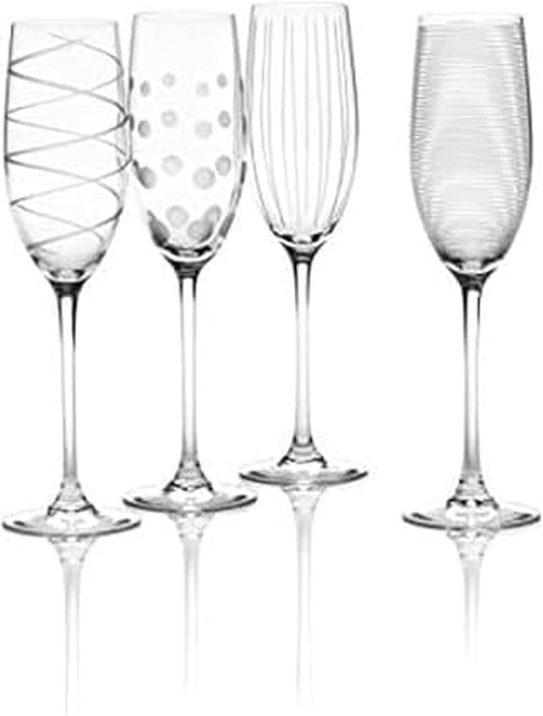 Mikasa Crystal Cheers Champagne Flutes, Set of 4, 8 fluid ounces