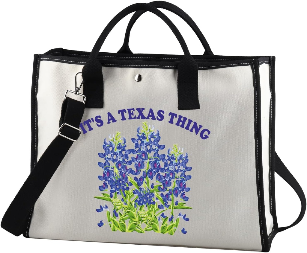 JXGZSO It's a Texas Thing Bluebonnet and Yellow Rose of Texas Tote Bag Gift For Traveler
