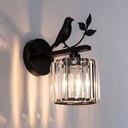 Crystal Wall Light Modern Bird Metal Sconce, Indoor Wall Mounted Lamp, Nordic E14 Headboard Lighting Fixtures for Bedroom Bedside Hallway Living Room Home Decoration