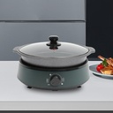 2 in 1 Electric Hot Pot, 4.2QT Shabu Shabu Pot with Grill Pan & Cooking Pot, Multifunction Stoveless Cooking Pot, Ideal for Grill Hotpot Pasta Soup 1350W (green)