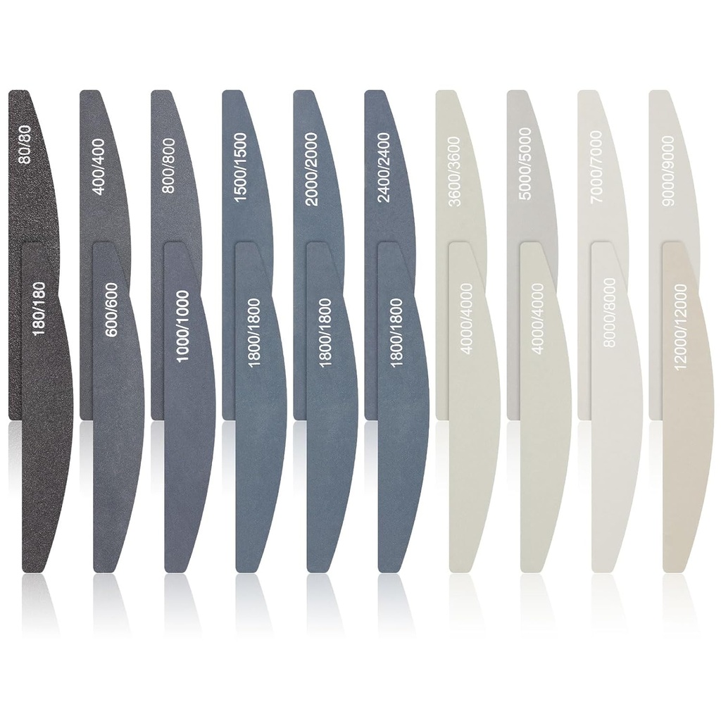 Honoson 20 Pcs Sanding Sticks for Plastic Models Polishing Sticks Assorted Metal and Wood Sanding Tools Accessory for Model Craft Amateur Beginner(Low Grits and High Grits,Moon Style)