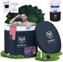 Patented Leak Guard Ice Bath Tub for Athletes – 90 Gal XL Cold Plunge Tub, 6-Layer Insulated Portable Bathtub for Adults, Air-Cavity Thermal Shield, 2-in-1 Hot & Cold, Outdoor/Indoor + eBook