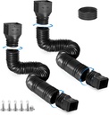2 Pack Rain Gutter Downspout Extensions, Flexible Downspout Extender with 58"+68" Extendable Pipes for Rain Water Drainage, Durable Down Spout Drain Extension with Connector (Black)