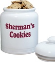 Any Message Personalized Ceramic Cookie Jar, 10", Airtight Lid for Food Storage, Two Custom Lines of Text, Customized Cookie Jar with Name, Any Text Color, Personalized Kitchen Accessories
