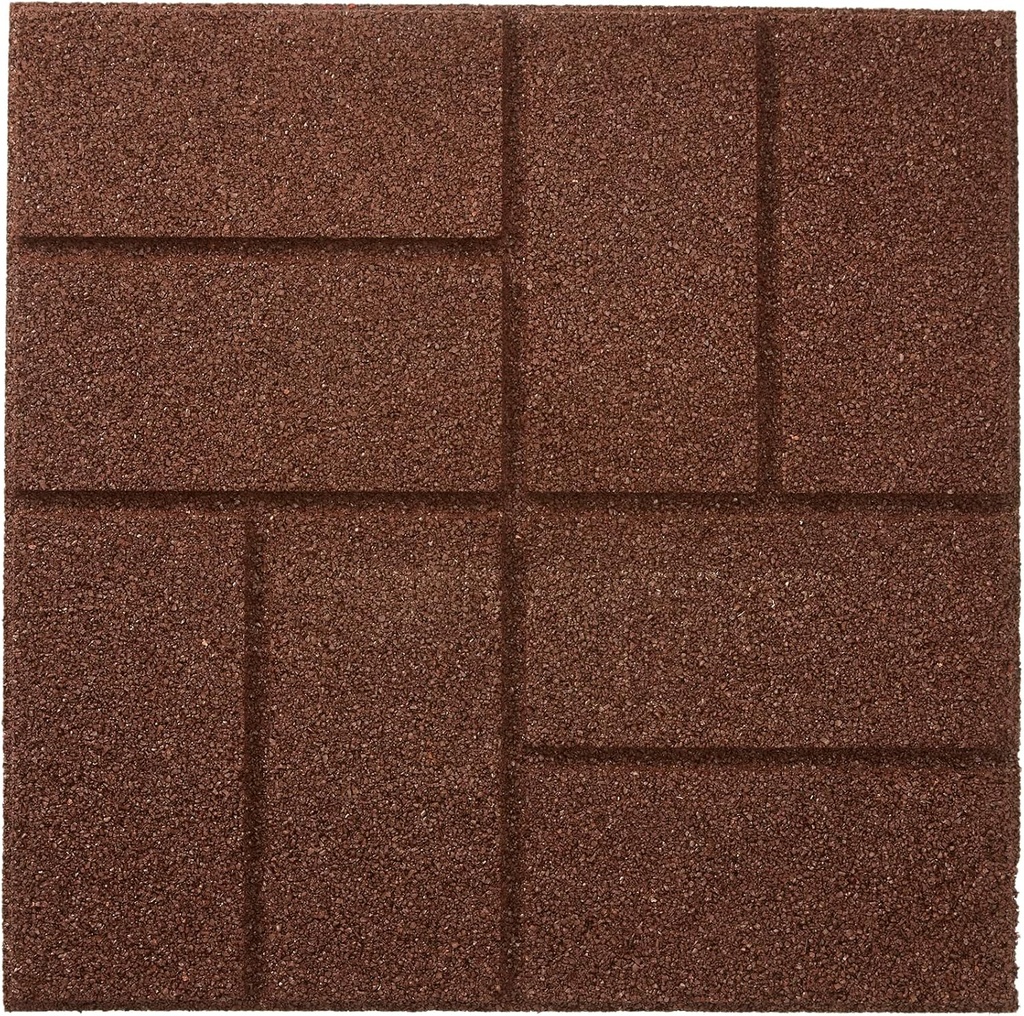 Rubberific Dual Sided Square Rubber Paver Floor Tiles 16" X 16" X 3/4" Thick for Patios and Yards and Gardens (16, Brown)
