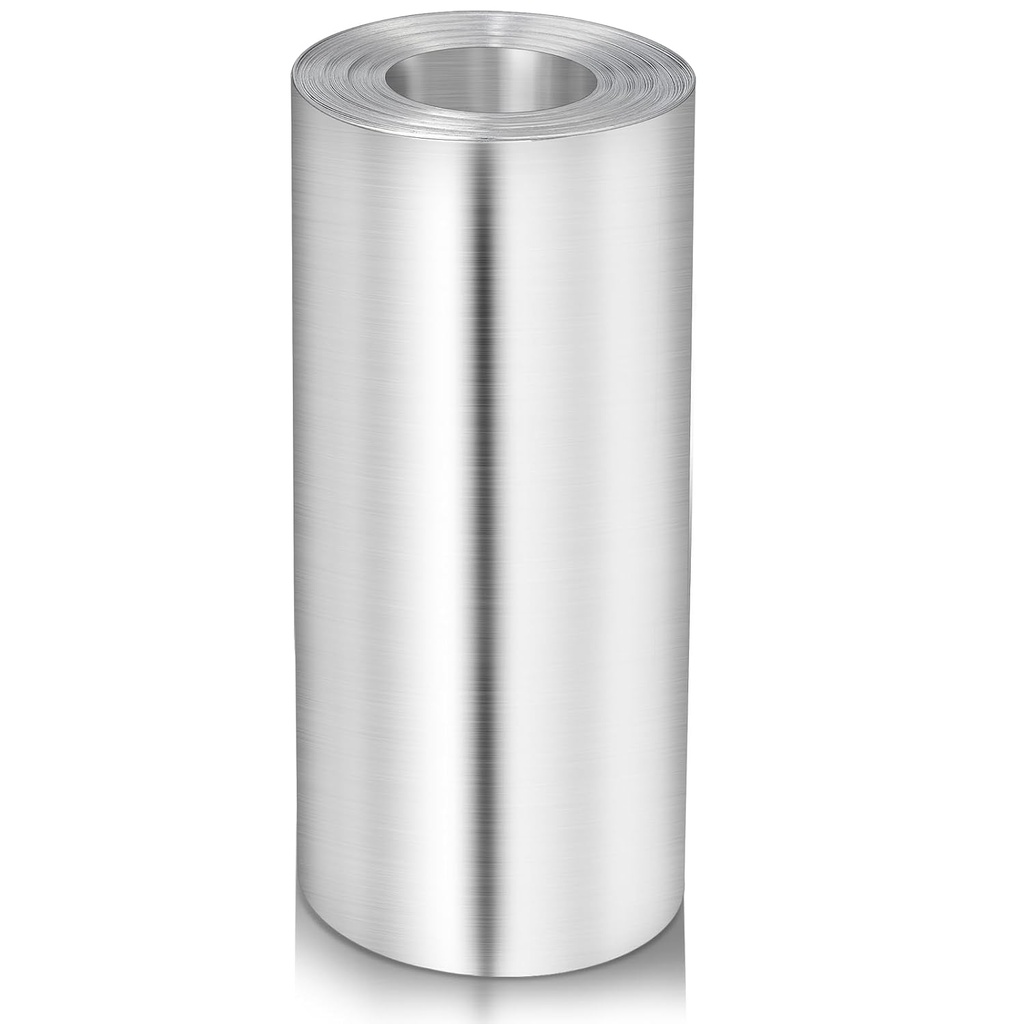 Gisafai 50 ft x 6 Inch Width Zinc Strip for Roof Moss Metal Strip Zinc Roofing Panel Roll Flashing for Garden Stains Moss Algae Fungus Prevention Sheet, Silver