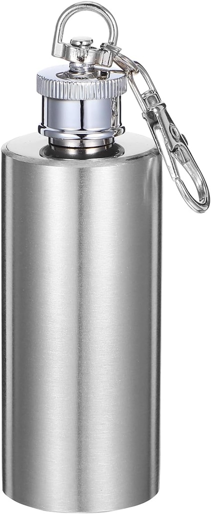 Stainless Steel Flask: 2 Oz Portable Mini Hip Flask Keychain For Camping Hiking Picnics - Cylinder Mini Whiskey Bottle For Outdoor Activities