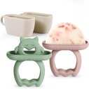 Haakaa Chilly Monster Breastmilk Popsicle Molds, Silicone Popsicle Molds for Baby Teething Relief, BPA Free Frozen Breast Milk Teether Popsicle Maker & Ice Pop Molds for Infant 6m+ (Blush + Pea Green）
