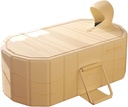Portable Bathtub for Adult Large Foldable No Installation Bath Tub for Shower Stall, Bathroom Hot SPA Soaking Standing Tub (Gosling yellow, With lid, M(47.2''L×33.9''W×19.7''H))