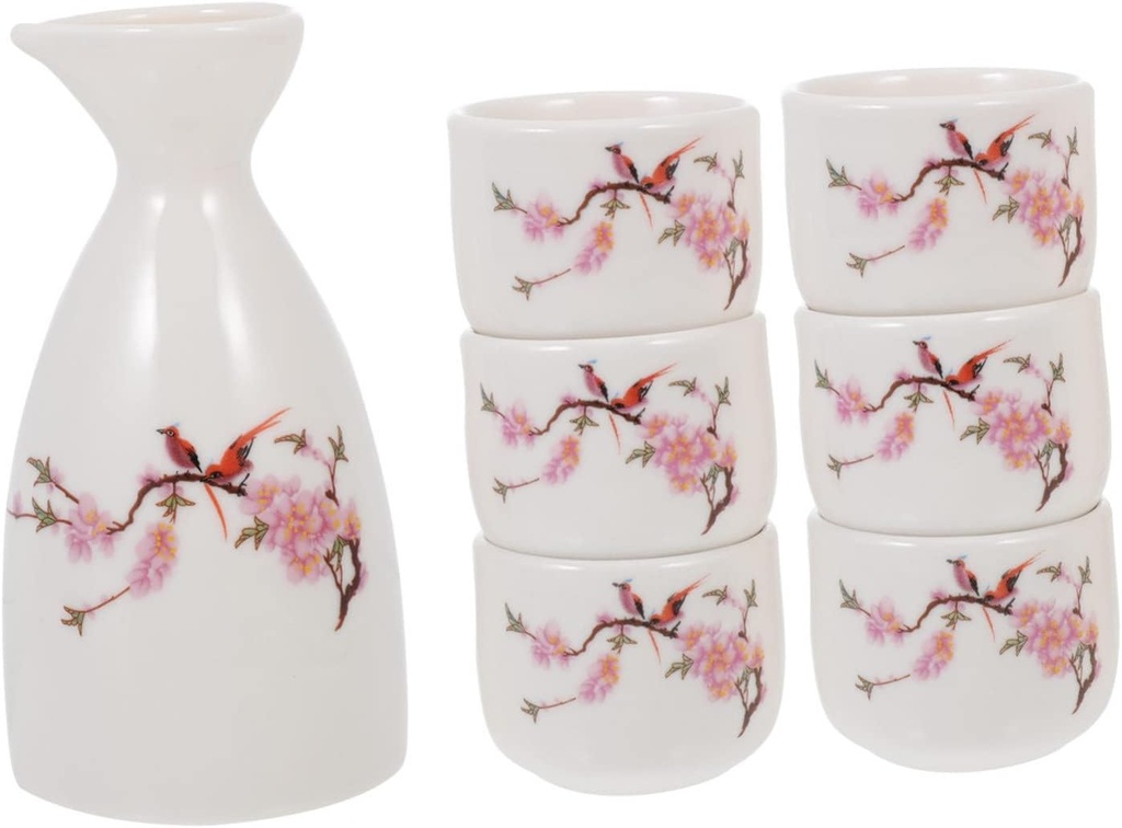 Creative Japanese Sake Set Vintage Ceramic Kettle with Matching Cups Smooth Surface Sake Drinkware for Home Tea Parties Hotels and Restaurants