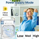 Portable Air Conditioners, 3-IN-1 Small Air Conditioner with 3Level Humidify & 3 level of Speeds, Night Lights, Top Fill Tank for Cooling, Desk Mini Air Conditioner for Bedroom Room Office white