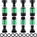 16 Pieces Garden Hose Quick Connect Fittings 3/4 Inch Plastic Water Hose Quick Connect Male and Female Water Hose End Adapters with 10 Pieces Rubber Washer（Green）