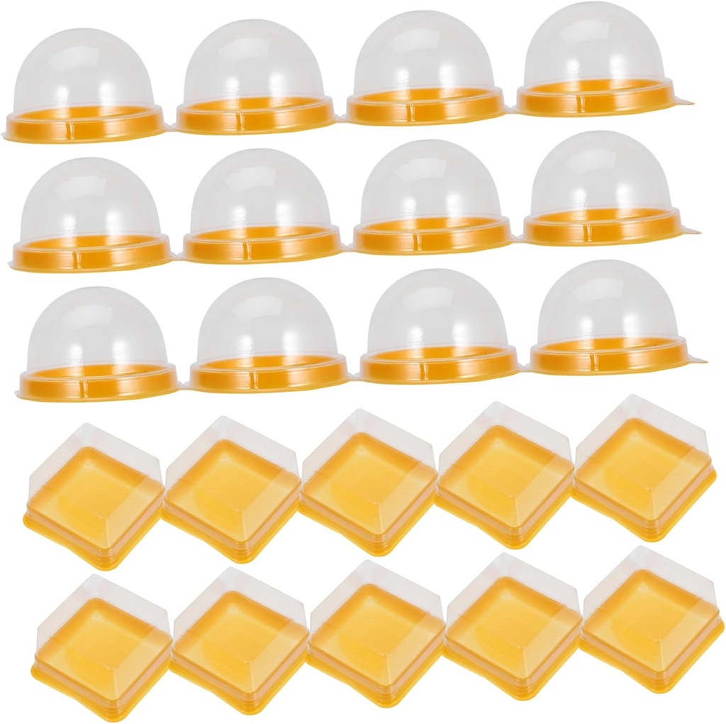 GLEAVI 100pcs Mini Cake Boxes with Transparent Covers for Egg Yolk Puff Pastry Storage Containers Bakery Supplies for Cupcakes Muffins Cheese and Desserts