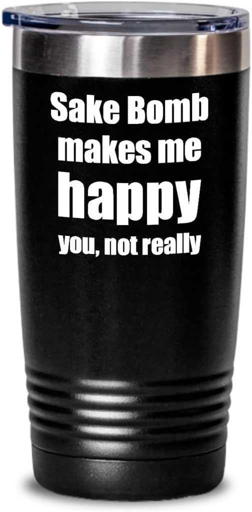 Sake Bomb Cocktail Tumbler Lover Fan Funny Gift Idea For Friend Alcohol Mixed Drink Coffee Tea Insulated Cup With Lid Black 20 Oz
