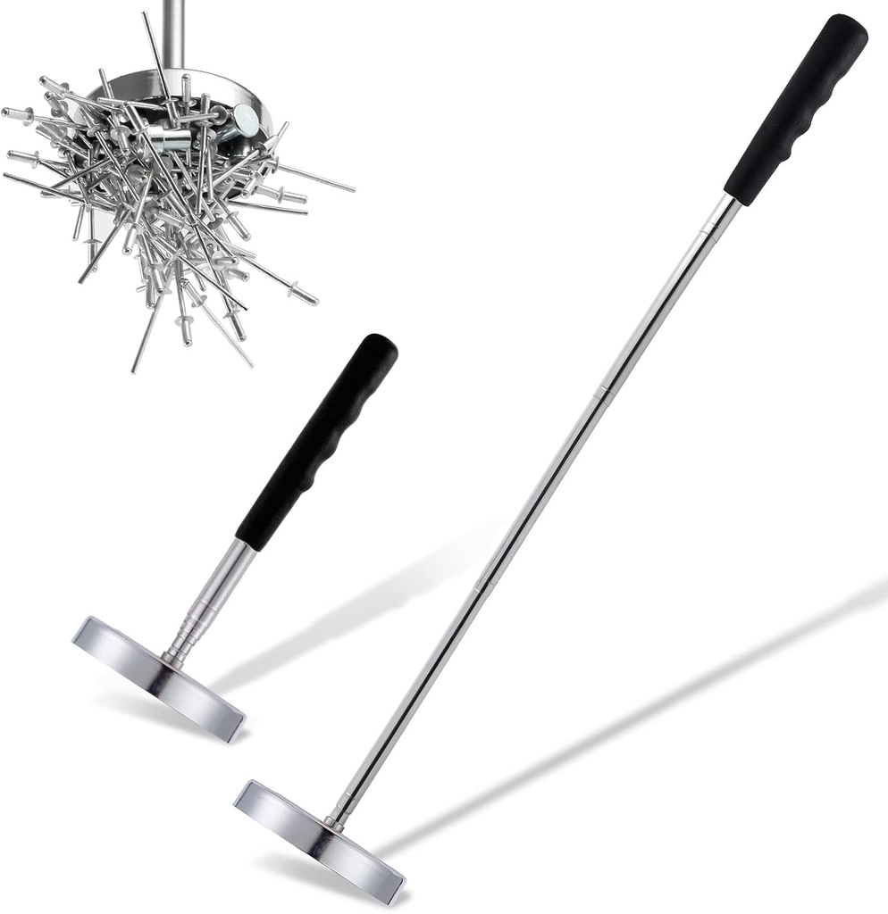 2 Pack Telescoping Magnetic Sweeper Pickup Tool, Screws Parts Finder with 35LB Pull Capacity, Retractable 8.6" to 33" with Strong Magnet, Pick up Nails, Screws